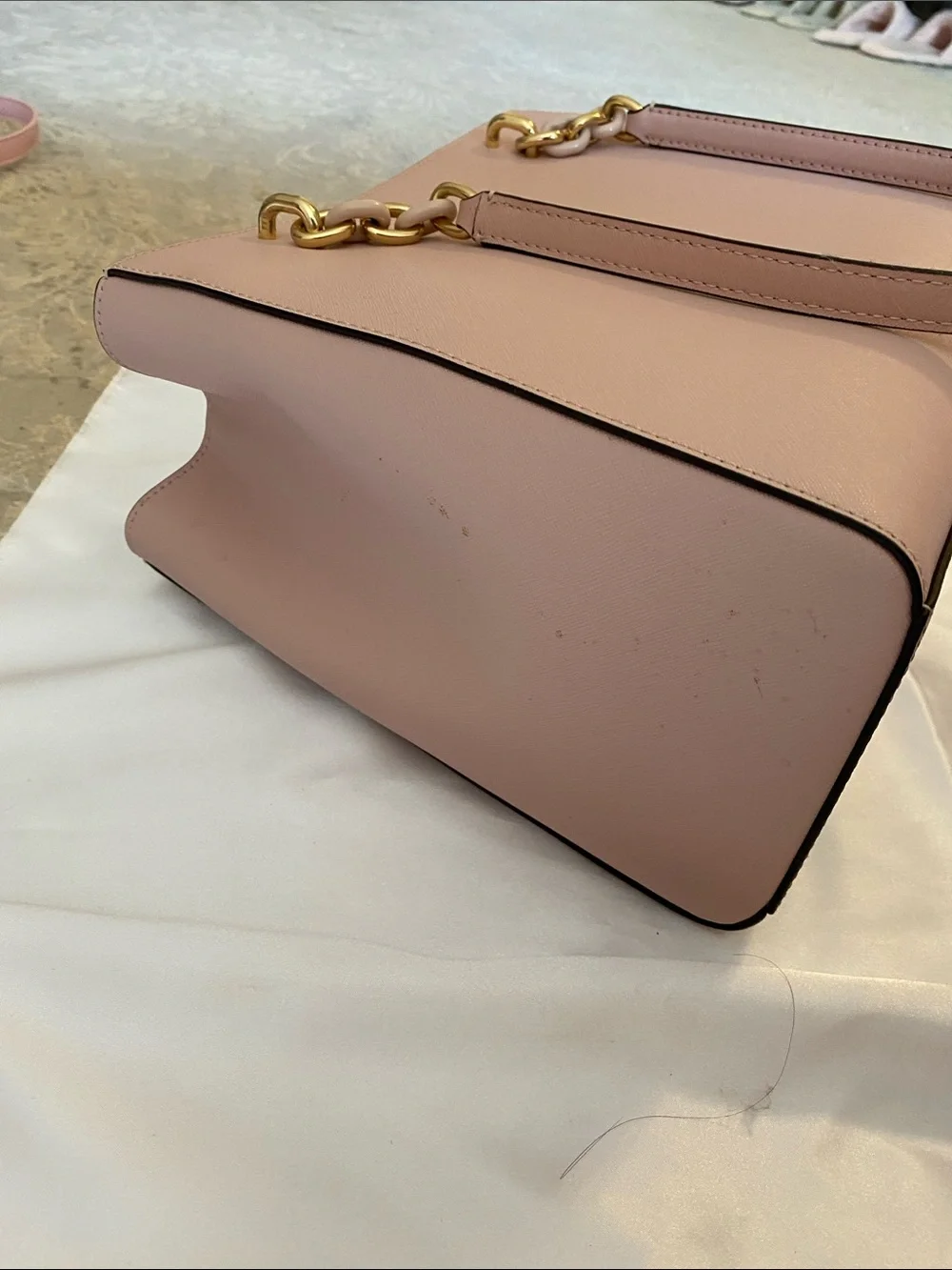 Michael Kors Blush Saffiano Satchel with Gold Hardware